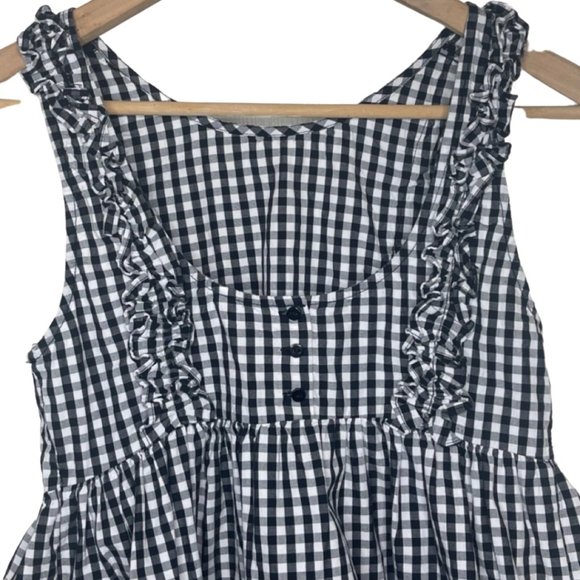 ZARA TRAFALUC | Black and White Checkered Peplum Tank with Button Back | Size XS - Picture 5 of 10